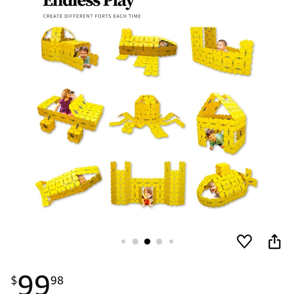 Special sale! Set of 2 boxes!! 

Endless Play Yellow Fort Building Kit